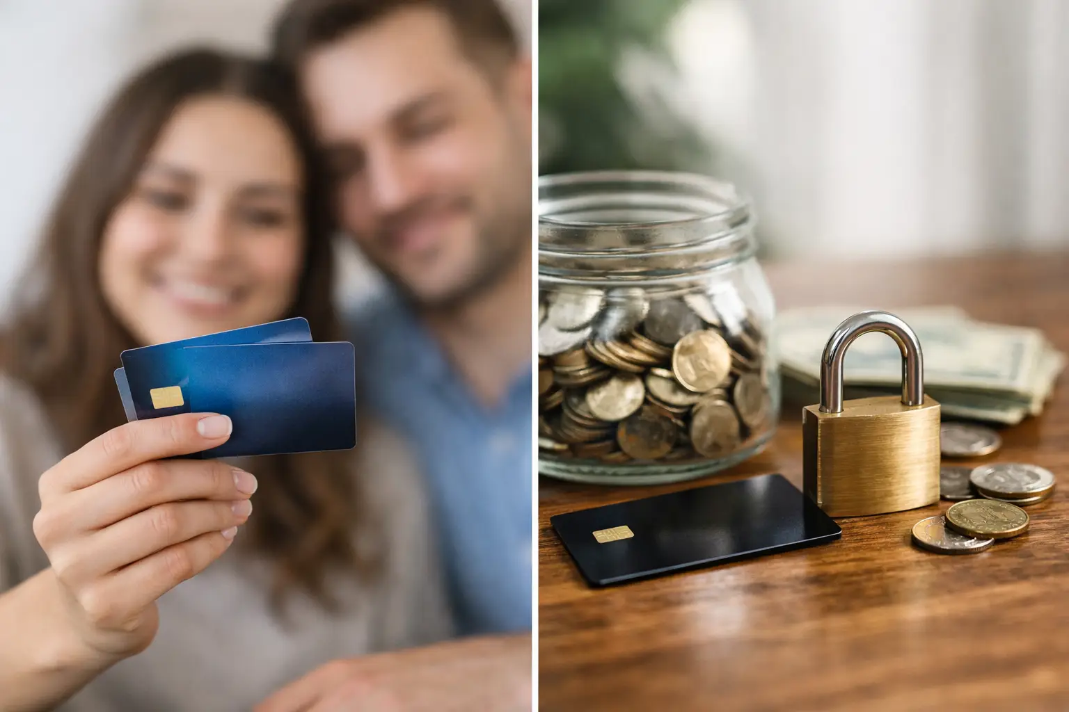 Credit card resting on a notebook next to a laptop